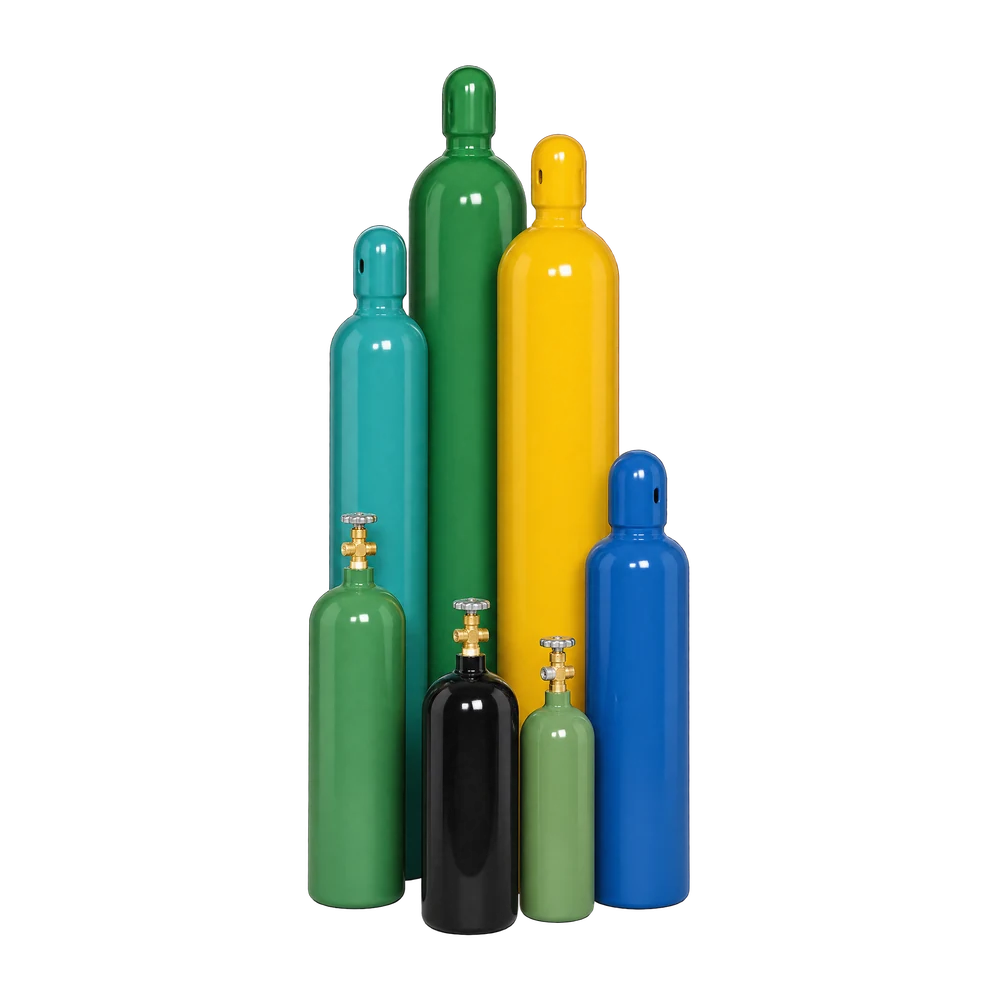 Helium tank refill and exchange: helium cylinders in six sizes, from small party tanks to tall store tanks